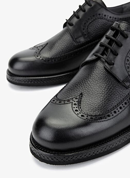 Valmenti Erkek Hakiki Deri Siyah Floter Klasik Ayakkabı - Görsel 4