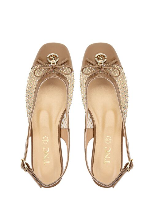 Tamer Tanca Kadın Deri & Tekstil Bej Babet Ayakkabı - Görsel 6