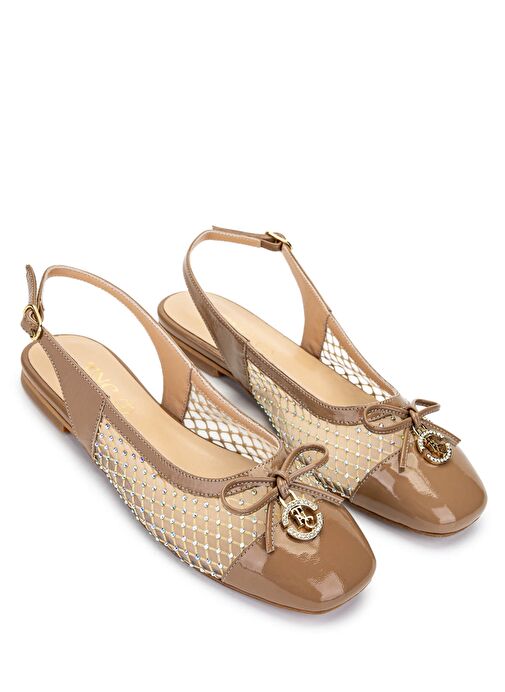 Tamer Tanca Kadın Deri & Tekstil Bej Babet Ayakkabı - Görsel 3