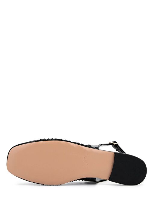 Tamer Tanca Kadın Deri & Tekstil Siyah Rugan Babet Ayakkabı - Görsel 4