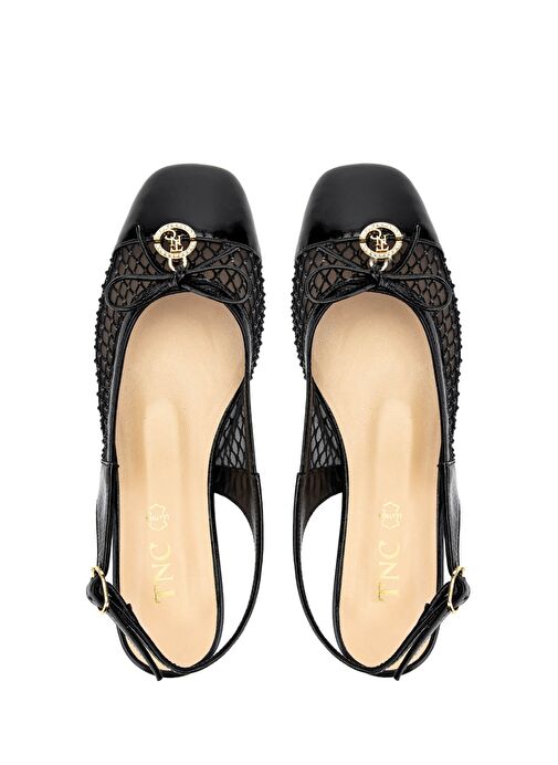 Tamer Tanca Kadın Deri & Tekstil Siyah Rugan Babet Ayakkabı - Görsel 6