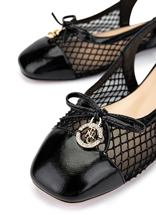 Tamer Tanca Kadın Deri & Tekstil Siyah Rugan Babet Ayakkabı - Görsel 5