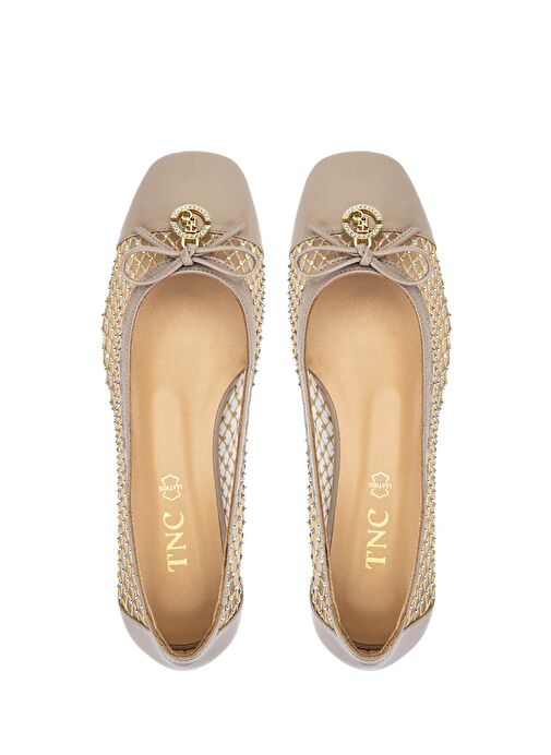 Tamer Tanca Kadın Deri & Tekstil Bej Babet Ayakkabı - Görsel 7