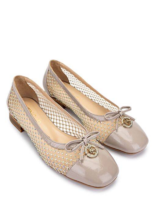 Tamer Tanca Kadın Deri & Tekstil Bej Babet Ayakkabı - Görsel 3