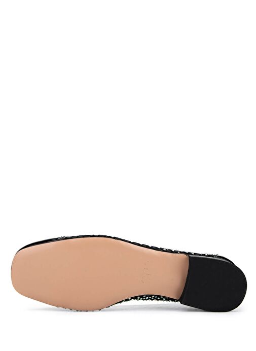 Tamer Tanca Kadın Deri & Tekstil Siyah Rugan Babet Ayakkabı - Görsel 4