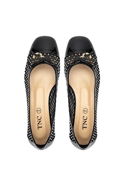 Tamer Tanca Kadın Deri & Tekstil Siyah Rugan Babet Ayakkabı - Görsel 7