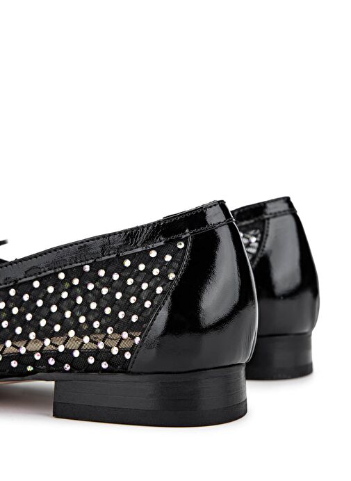 Tamer Tanca Kadın Deri & Tekstil Siyah Rugan Babet Ayakkabı - Görsel 6