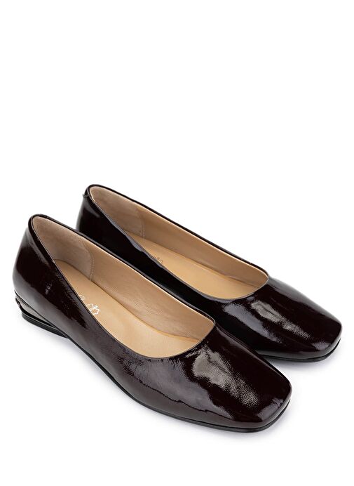 Tamer Tanca Kadın Hakiki Deri Bordo Rugan Topuklu Ayakkabı - Görsel 3