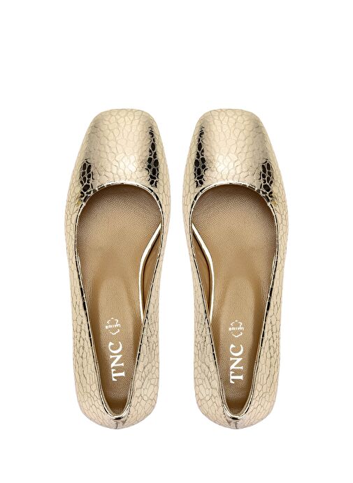 Tamer Tanca Kadın Hakiki Deri Gold Rugan Rugan Topuklu Ayakkabı - Görsel 6