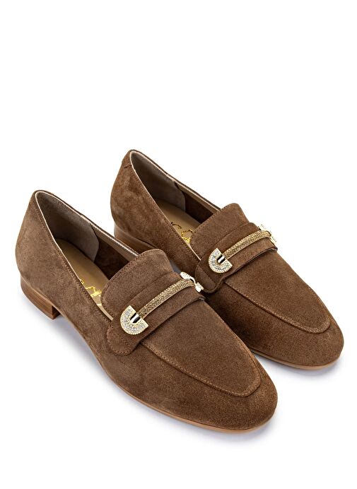 Tamer Tanca Kadın Hakiki Deri Tütün Süet Loafer Ayakkabı - Görsel 3