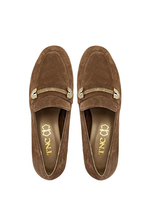 Tamer Tanca Kadın Hakiki Deri Tütün Süet Loafer Ayakkabı - Görsel 6