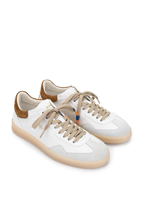 Barracuda Erkek Hakiki Deri Beyaz/Kahverengi Sneakers & Spor Ayakkabı - Görsel 3