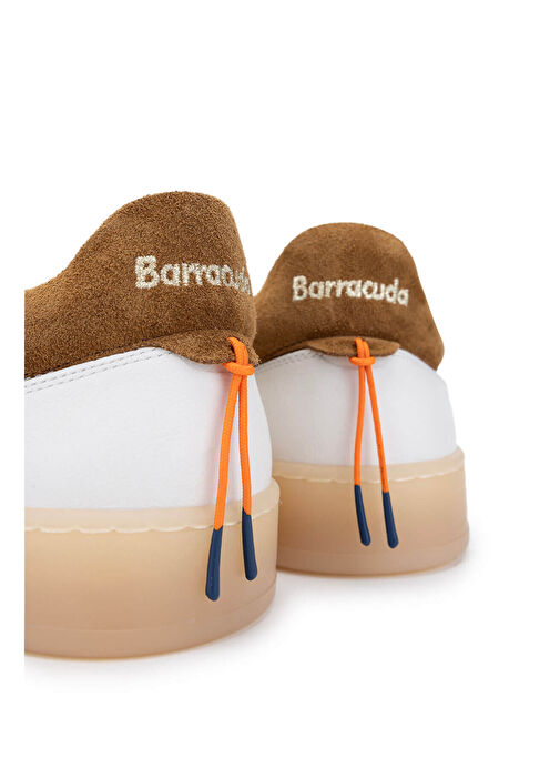 Barracuda Erkek Hakiki Deri Beyaz/Kahverengi Sneakers & Spor Ayakkabı - Görsel 5