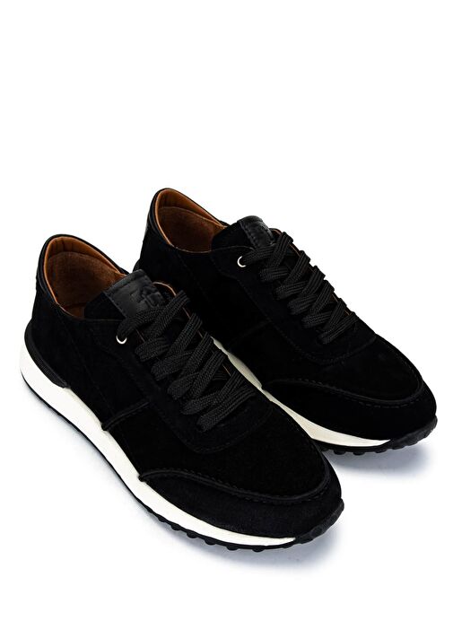 Tamer Tanca Erkek Hakiki Deri Siyah Süet Sneakers & Spor Ayakkabı - Görsel 3