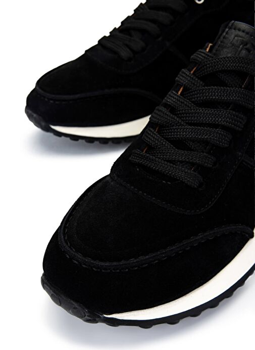 Tamer Tanca Erkek Hakiki Deri Siyah Süet Sneakers & Spor Ayakkabı - Görsel 5
