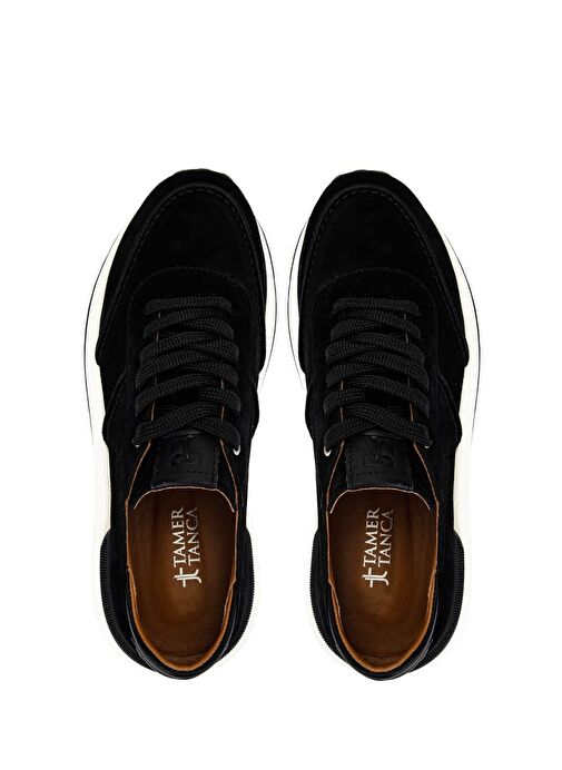 Tamer Tanca Erkek Hakiki Deri Siyah Süet Sneakers & Spor Ayakkabı - Görsel 6
