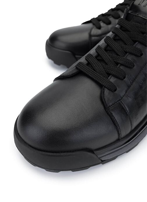 Tamer Tanca Erkek Hakiki Deri Siyah Sneakers & Spor Ayakkabı - Görsel 4