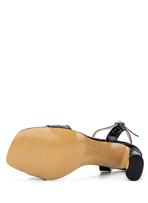 Tamer Tanca Kadın Hakiki Deri Siyah Kroko Topuklu Ayakkabı - Görsel 4