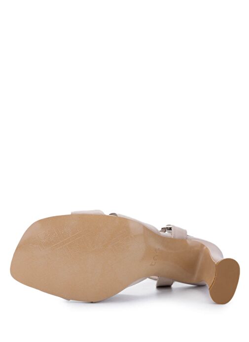 Tamer Tanca Kadın Hakiki Deri Bej Topuklu Ayakkabı - Görsel 6
