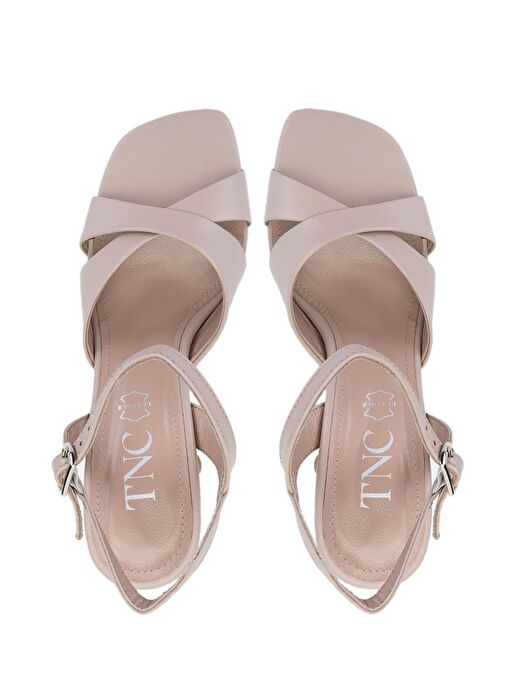 Tamer Tanca Kadın Hakiki Deri Bej Topuklu Ayakkabı - Görsel 7