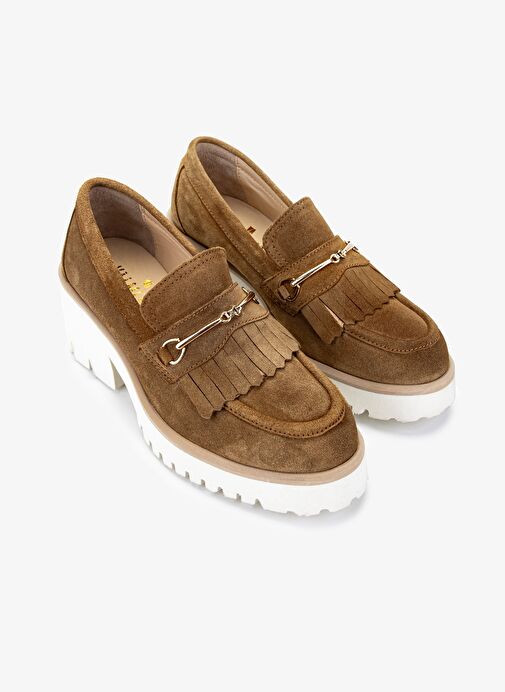 Valmenti Kadın Hakiki Deri Taba Süet Topuklu Ayakkabı - Görsel 7