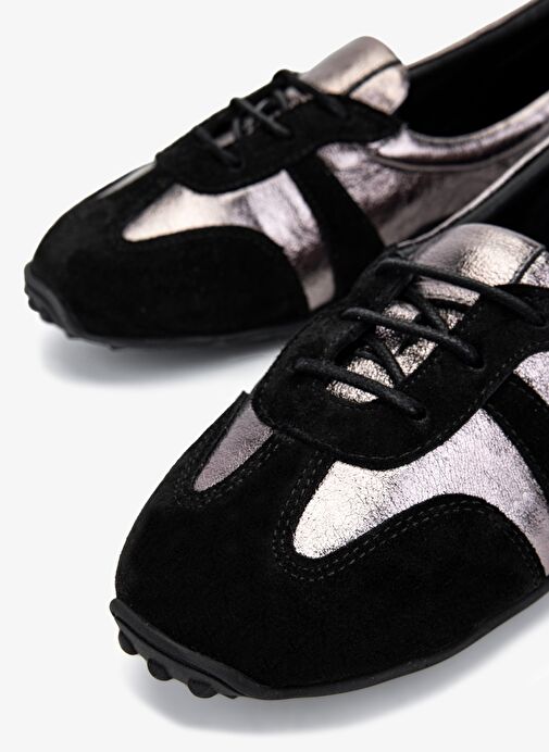 Valmenti Kadın Hakiki Deri Siyah Süet Sneakers & Spor Ayakkabı - Görsel 4