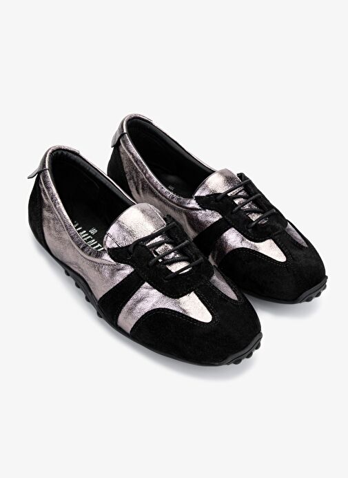 Valmenti Kadın Hakiki Deri Siyah Süet Sneakers & Spor Ayakkabı - Görsel 3