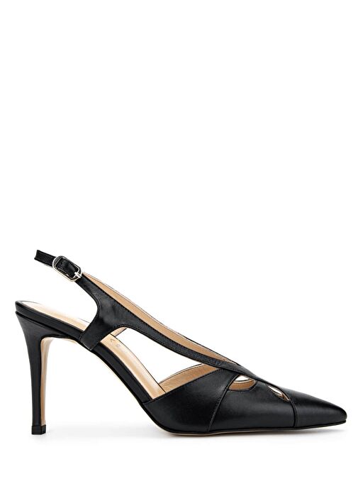 Tamer Tanca Kadın Hakiki Deri Siyah Deri Topuklu Ayakkabı - Görsel 2