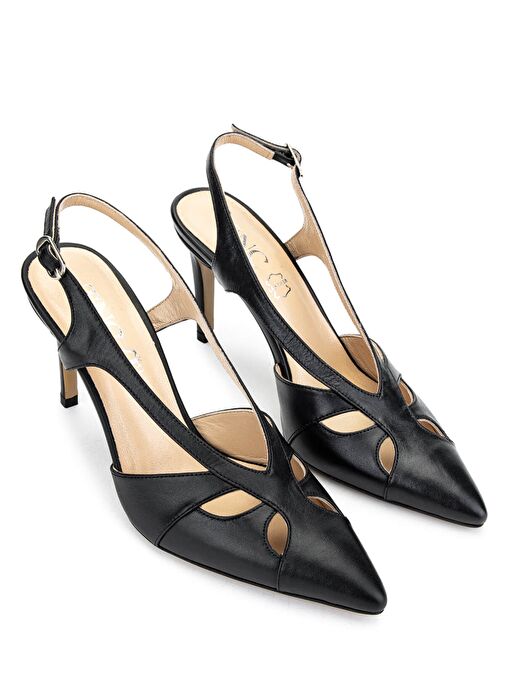 Tamer Tanca Kadın Hakiki Deri Siyah Deri Topuklu Ayakkabı - Görsel 3