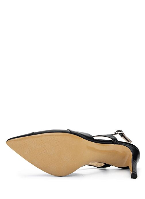 Tamer Tanca Kadın Hakiki Deri Siyah Deri Topuklu Ayakkabı - Görsel 4