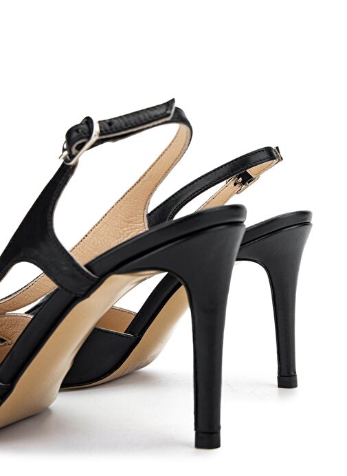 Tamer Tanca Kadın Hakiki Deri Siyah Deri Topuklu Ayakkabı - Görsel 6