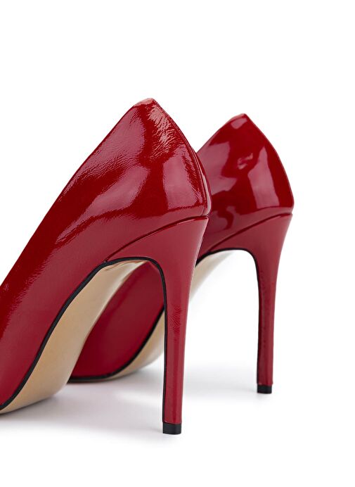 Tamer Tanca Kadın Hakiki Deri Kırmızı Rugan Topuklu Ayakkabı - Görsel 6