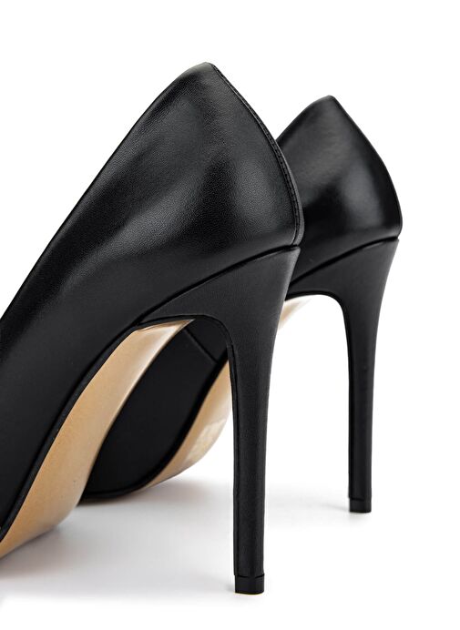 Tamer Tanca Kadın Hakiki Deri Siyah Deri Topuklu Ayakkabı - Görsel 5