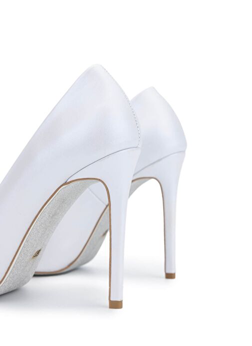 Tamer Tanca Kadın Hakiki Deri Beyaz Sedef Topuklu Ayakkabı - Görsel 6