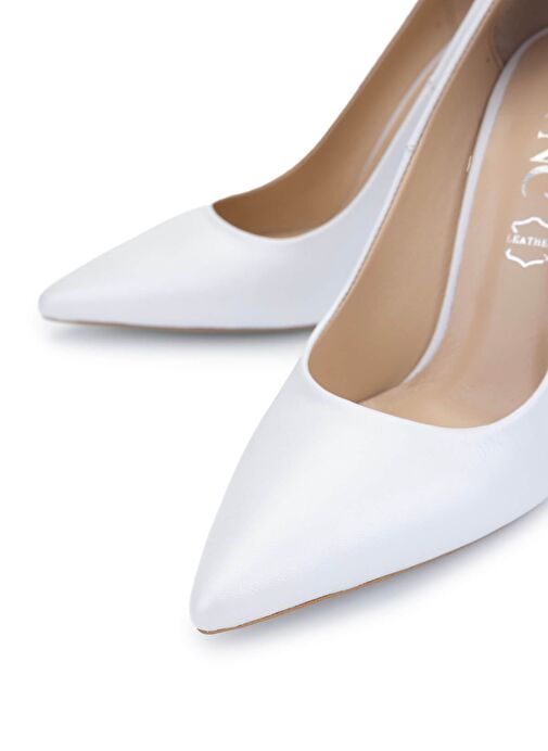 Tamer Tanca Kadın Hakiki Deri Beyaz Sedef Topuklu Ayakkabı - Görsel 4