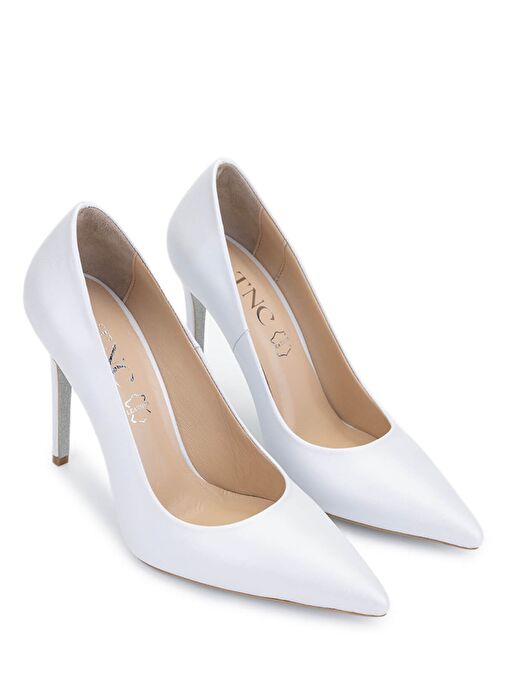 Tamer Tanca Kadın Hakiki Deri Beyaz Sedef Topuklu Ayakkabı - Görsel 3