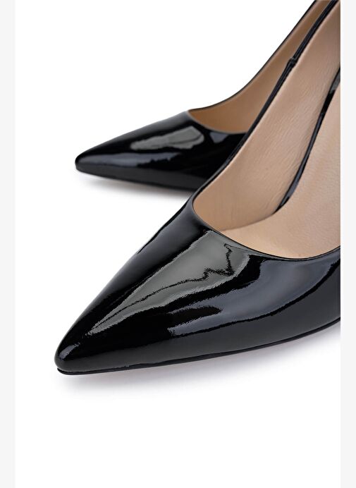 Tamer Tanca Kadın Hakiki Deri Siyah Rugan Topuklu Ayakkabı - Görsel 4