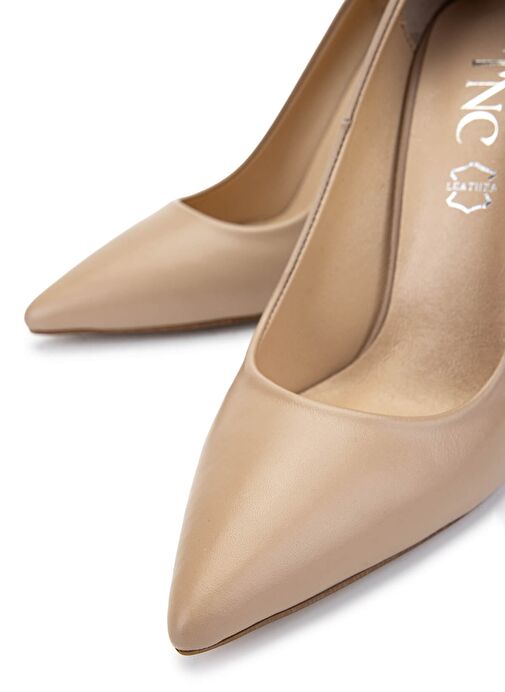 Tamer Tanca Kadın Hakiki Deri Bej Topuklu Ayakkabı - Görsel 5