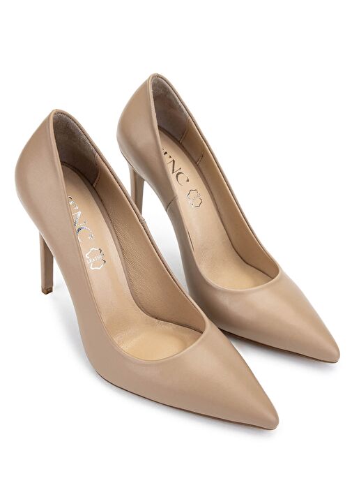 Tamer Tanca Kadın Hakiki Deri Bej Topuklu Ayakkabı - Görsel 3