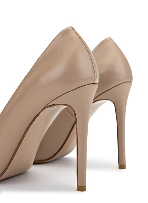 Tamer Tanca Kadın Hakiki Deri Bej Topuklu Ayakkabı - Görsel 6