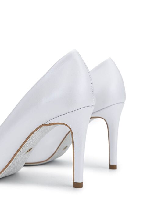 Tamer Tanca Kadın Hakiki Deri Beyaz Sedef Topuklu Ayakkabı - Görsel 5