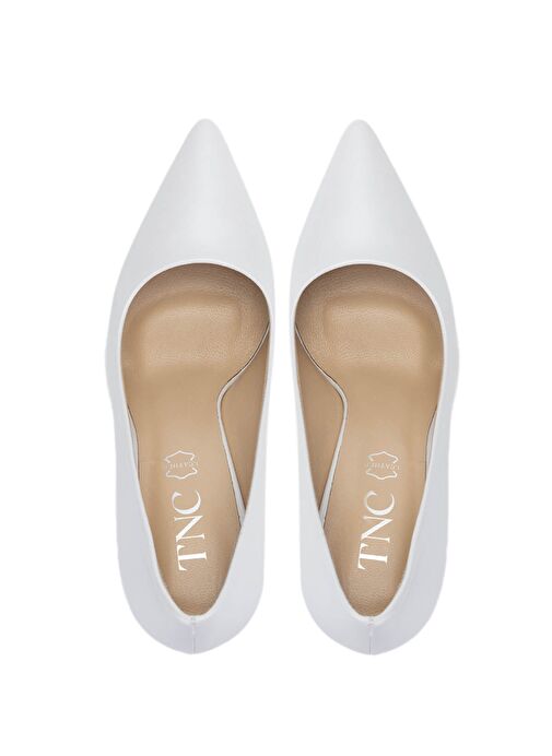 Tamer Tanca Kadın Hakiki Deri Beyaz Sedef Topuklu Ayakkabı - Görsel 7