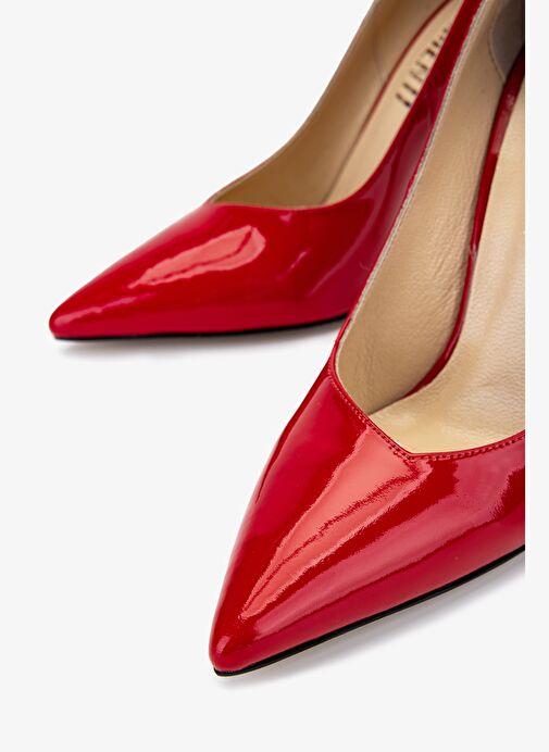 Valmenti Kadın Hakiki Deri Kırmızı Rugan Topuklu Ayakkabı - Görsel 3