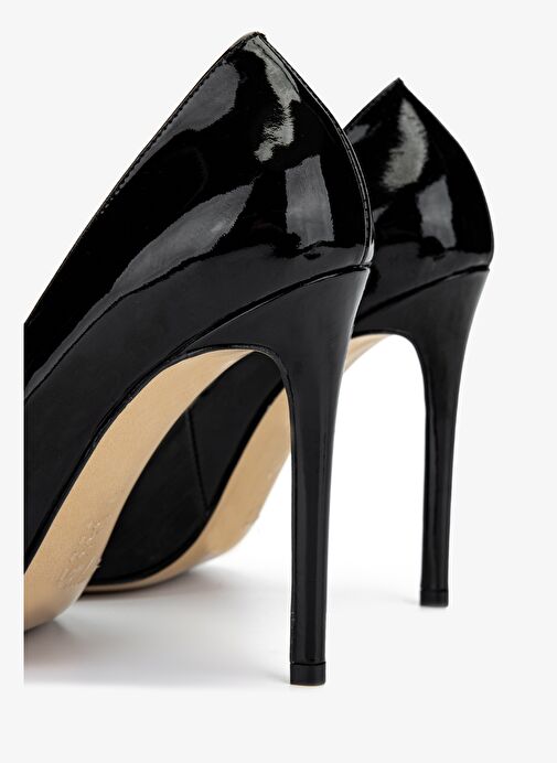 Valmenti Kadın Hakiki Deri Siyah Rugan Topuklu Ayakkabı - Görsel 6