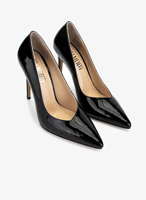 Valmenti Kadın Hakiki Deri Siyah Rugan Topuklu Ayakkabı - Görsel 3