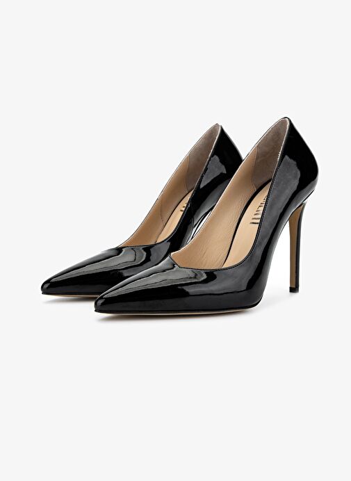 Valmenti Kadın Hakiki Deri Siyah Rugan Topuklu Ayakkabı - Görsel 5