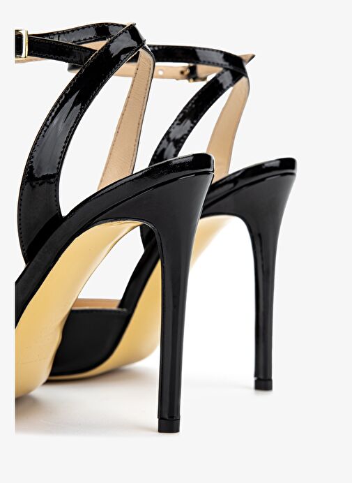 Valmenti Kadın Hakiki Deri Siyah Rugan Topuklu Ayakkabı - Görsel 4