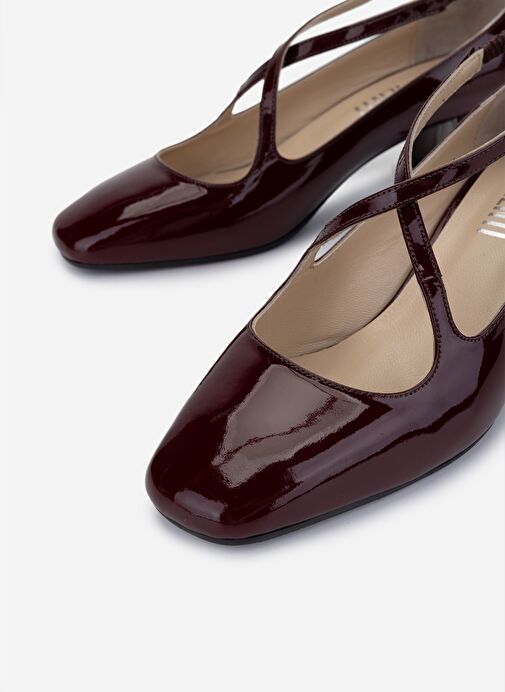 Valmenti Kadın Hakiki Deri Bordo Rugan Topuklu Ayakkabı - Görsel 4