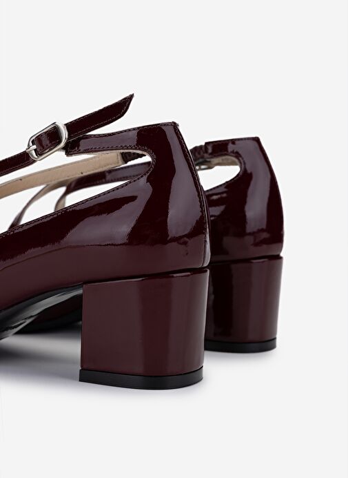 Valmenti Kadın Hakiki Deri Bordo Rugan Topuklu Ayakkabı - Görsel 5