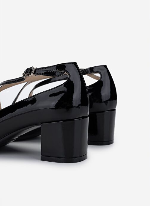 Valmenti Kadın Hakiki Deri Siyah Rugan Topuklu Ayakkabı - Görsel 5